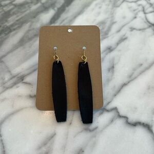 Black leather earrings